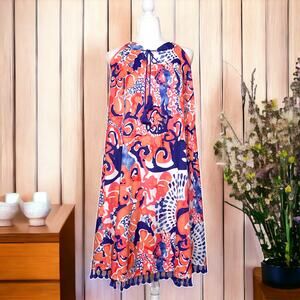 Misslook Sleeveless Tassel Fringe Patterned Shift Dress Size Small